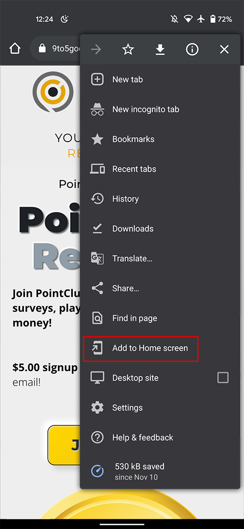Save Pointclub on your Android