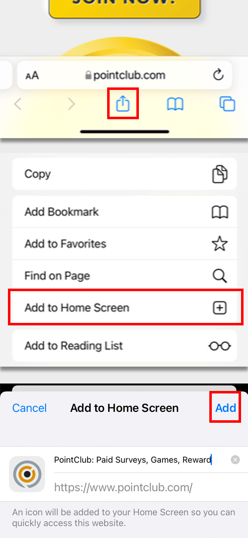 Save pointclub to iOS device